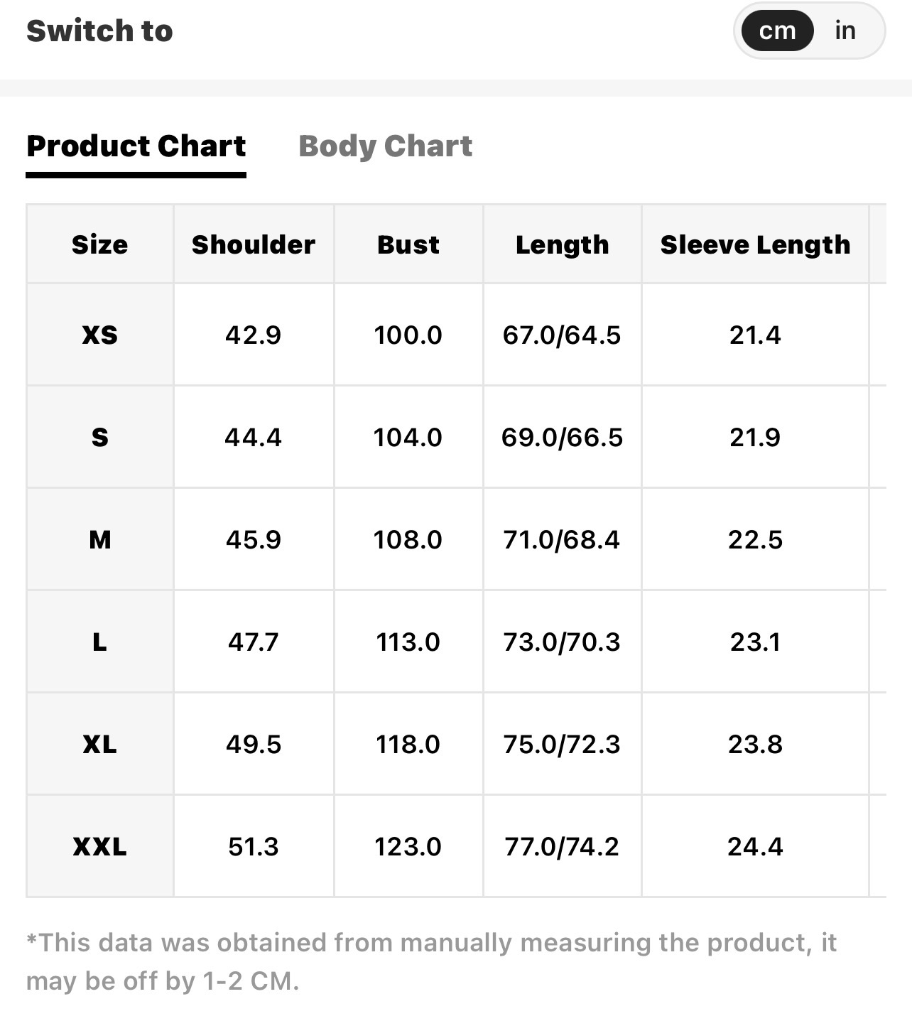 Size Chart